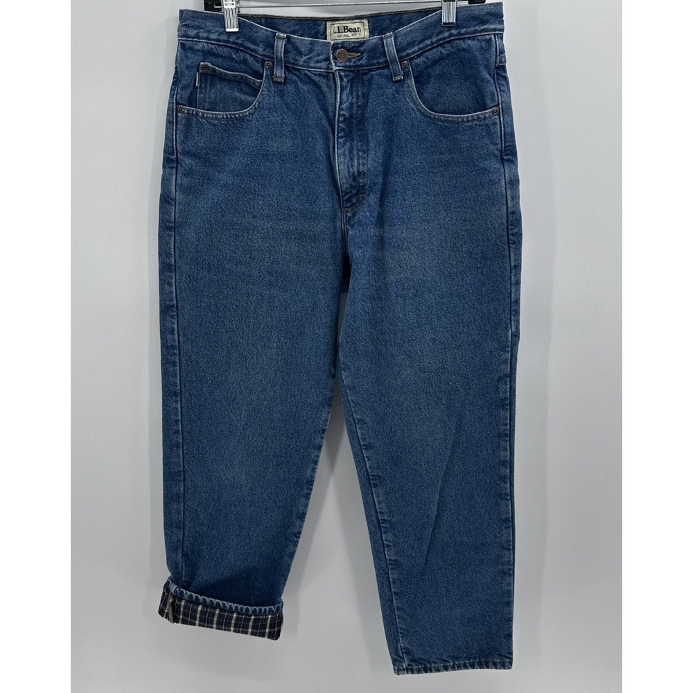 LL Bean Flannel Lined Jeans Double L Men's 33x29 Classic Fit Blue Relaxed Heavy